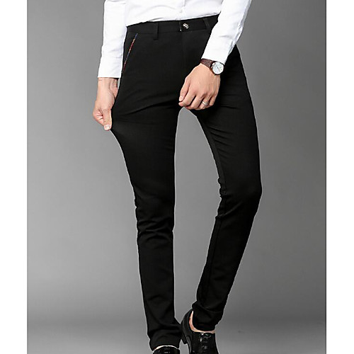 

Men's Daily Skinny Pants Solid Colored Full Length Formal Style Black / Spring