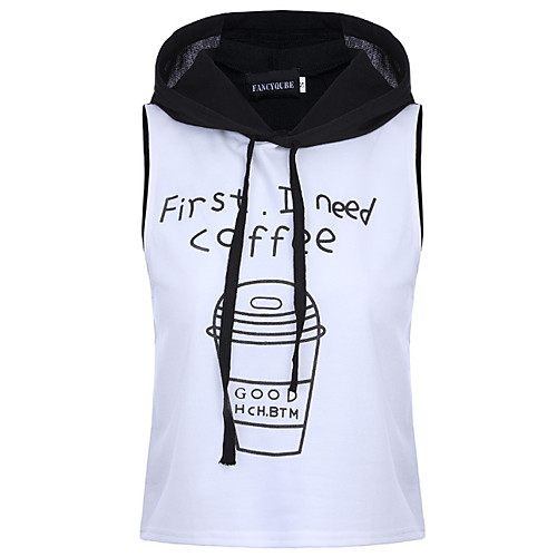 

Women's T shirt Letter Sleeveless Daily Tops White Black Gray
