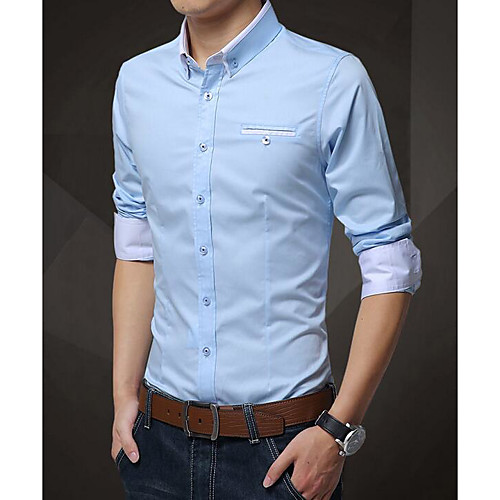 

Men's Shirt Solid Colored Plus Size Basic Long Sleeve Daily Tops Cotton Streetwear White Khaki Royal Blue