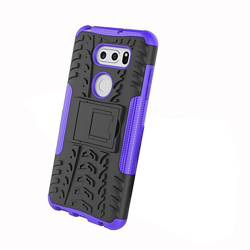 

Кейс для Назначение LG V30 / V20 Защита от удара / со стендом / броня Кейс на заднюю панель Плитка / броня Твердый ПК для LG X Power / LG V30 / LG V20 / LG G6