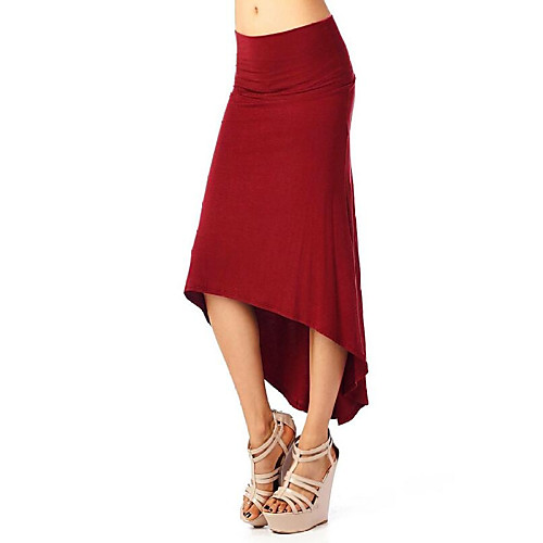 

Women's Daily Going out Sophisticated Bodycon Skirts Solid Colored Pleated Print Black Red / Sexy / Slim