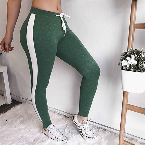 

Women's Daily Sporty Legging Solid Colored Bow Mid Waist Black Green Gray S M L