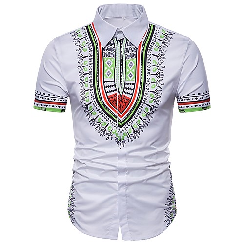 

Men's Shirt Tribal Plus Size Short Sleeve Daily Tops Basic White Black Purple