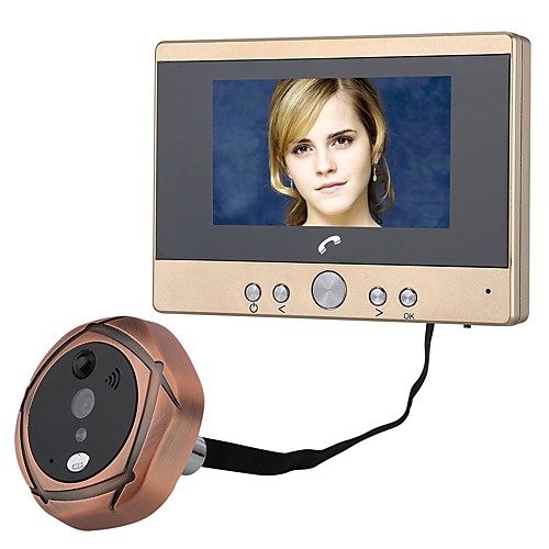 

MOUNTAINONE Wired Video Doorphone Photographed Recording 4.5inch Hands-free 4802343Pixel One to One Peephole Door Viewer PIR Motion Sensor Alarm Hands-free