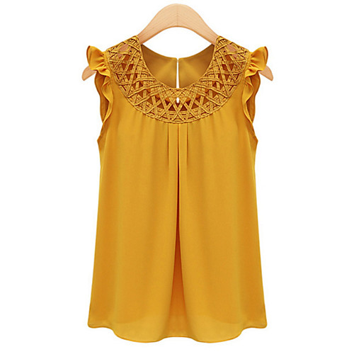 

Women's Blouse Solid Colored Sleeveless Daily Tops Basic Yellow Blushing Pink Green