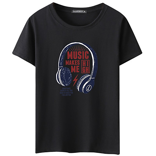

Men's T shirt Graphic Short Sleeve Daily Tops Basic White Black Green