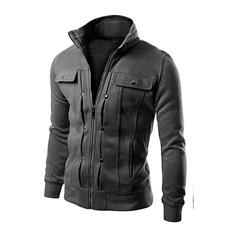 

Men's Hoodie Jacket Solid Colored Stand Collar Daily Sports Basic Streetwear Hoodies Sweatshirts Long Sleeve Slim Long White Light gray Black / Fall / Spring