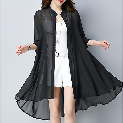 

Women's Blouse Solid Colored 3/4 Length Sleeve Daily Tops White Black Blushing Pink