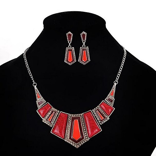 

Women's Resin Jewelry Set Geometrical Statement Ladies Vintage Party African Resin Earrings Jewelry Red For Party 1 set / Necklace