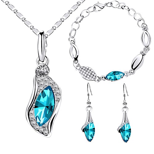 

Women's Jewelry Set Drop Sweet Fashion Crystal Earrings Jewelry Blue For Wedding Party