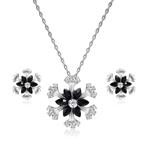 

Women's Cubic Zirconia Jewelry Set Stud Earrings Pendant Necklace Flower Snowflake Ladies Fashion Zircon Silver Plated Earrings Jewelry Silver For Wedding Evening Party