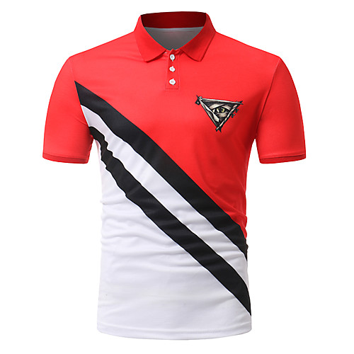 

Men's Golf Shirt Tennis Shirt Color Block Patchwork Short Sleeve Daily Slim Tops Cotton Active Shirt Collar Black Red / Summer