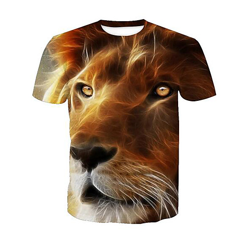 

Men's T shirt Graphic Animal Print Short Sleeve Daily Tops Active Yellow