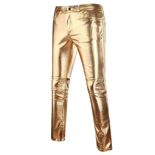 

Men's Streetwear Punk & Gothic Exaggerated Club Chinos Pants Solid Colored Full Length Black Gold Silver