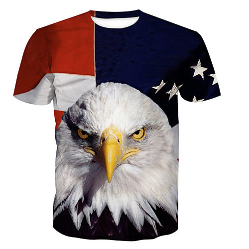 

Men's T shirt Animal Print Short Sleeve Daily Tops Cotton Basic Royal Blue