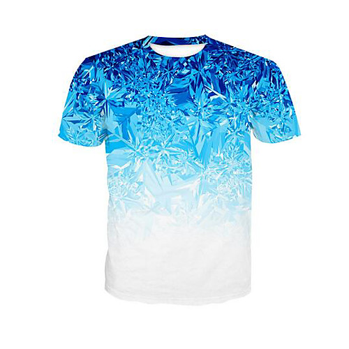 

Men's T shirt Floral Short Sleeve Daily Tops Active Blue