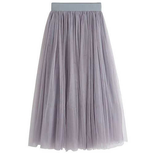 

Women's Daily Tutus Streetwear Skirts Solid Colored Mesh Long White Black Gray / Maxi