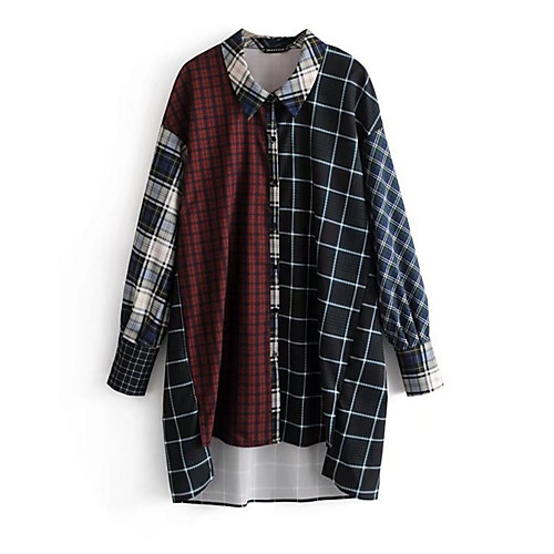 

Women's Shirt Color Block Long Sleeve Daily Tops Basic Blue