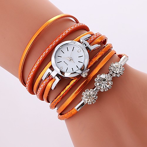 

Women's Ladies Bracelet Watch Wrap Bracelet Watch Quartz Wrap Quilted PU Leather Black / White / Blue Casual Watch Imitation Diamond Analog Casual Bohemian - Fuchsia Blue Pink One Year Battery Life