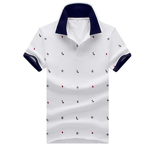 

Men's Golf Shirt Graphic Animal Print Short Sleeve Daily Slim Tops Cotton Active Shirt Collar White Royal Blue Gray / Summer