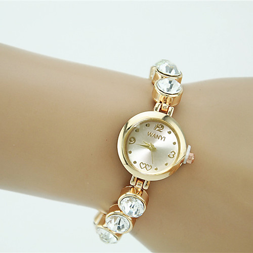 

Women's Bracelet Watch Diamond Watch Gold Watch Quartz Gold Rhinestone Imitation Diamond Analog Ladies Charm Fashion Elegant - Gold One Year Battery Life / Tianqiu 377