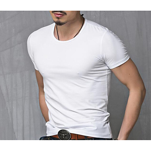 

Men's T shirt Graphic Solid Colored Plus Size Short Sleeve Daily Tops Cotton Active White Black