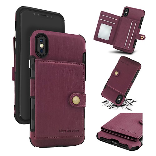 

Case For Apple iPhone X / iPhone 8 Plus / iPhone 8 Wallet / Card Holder / Shockproof Back Cover Solid Colored Hard Genuine Leather