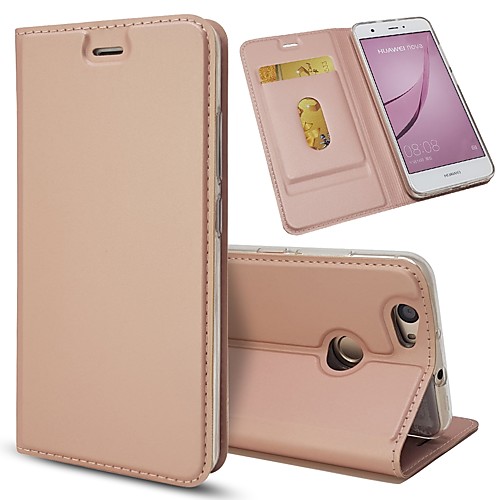 

Case For Huawei Nova 2 Plus / Nova 2 / Nova Card Holder / with Stand / Flip Full Body Cases Solid Colored Hard PU Leather