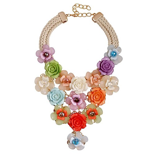 

Women's Y Necklace Flower Ladies Classic Fashion Oversized Cord Alloy Rainbow 49 cm Necklace Jewelry For Ceremony Evening Party