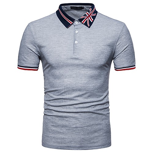 

Men's Golf Shirt Solid Colored Patchwork Short Sleeve Daily Tops Cotton Basic Shirt Collar White Black Navy Blue / Summer