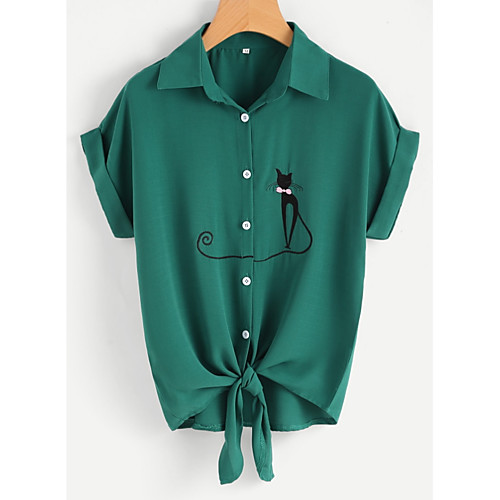 

Women's Shirt Animal Short Sleeve Daily Tops Active Streetwear Green