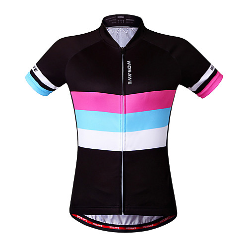 

WOSAWE Women's Short Sleeve Cycling Jersey Summer Black Rainbow Bike Jersey Top Mountain Bike MTB Road Bike Cycling Quick Dry Moisture Wicking Breathable Sports Clothing Apparel / Reflective Strips