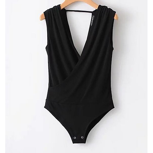 

Women's Bodysuit Solid Colored Sleeveless Going out Tops Streetwear White Black Red