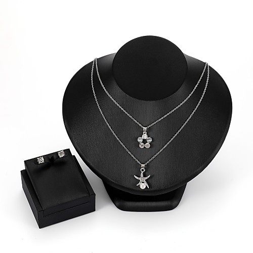 

Women's Cubic Zirconia Jewelry Set Stud Earrings Pendant Necklace Floral / Botanicals Flower Starfish Ladies Fashion Imitation Pearl Zircon Silver Plated Earrings Jewelry Silver For Daily Evening