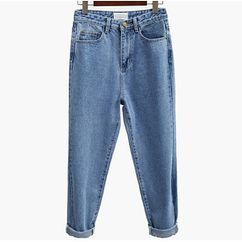 

Women's Basic Daily Jeans Pants - Solid Colored High Waist Blue Light Blue S / M / L