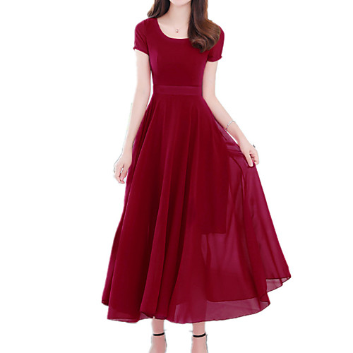 

Women's Sheath Dress Midi Dress Blue Purple Lavender Black Red Short Sleeve Red Solid Colored Summer U Neck Sophisticated Boho Holiday Belt Not Included Slim S M L XL XXL 3XL / Plus Size / Plus Size