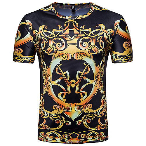 

Men's T shirt Graphic Tribal Print Short Sleeve Daily Tops Basic Vintage Black