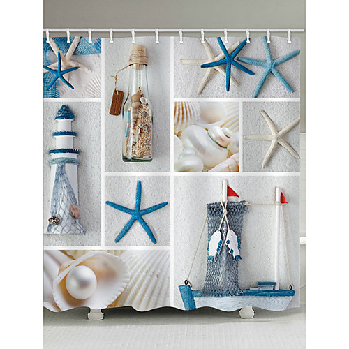 

Shower Curtains & Hooks Contemporary Modern Polyester Novelty Machine Made Waterproof Bathroom