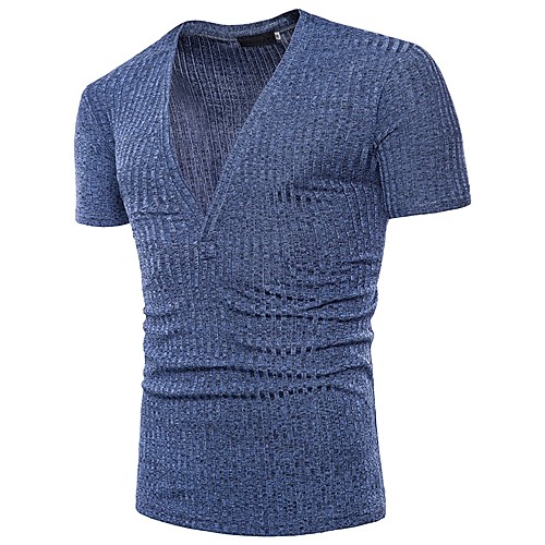 

Men's T shirt Graphic Solid Colored Jacquard Short Sleeve Daily Tops Basic Streetwear Black Royal Blue Light gray