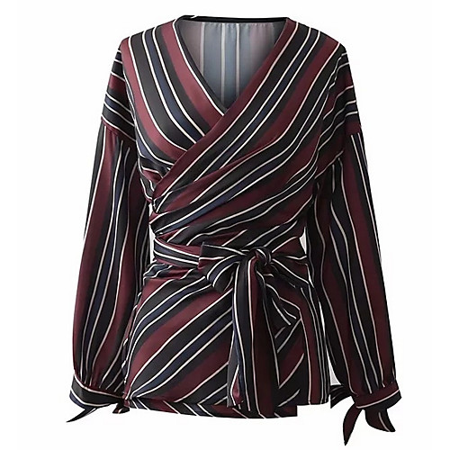 

Women's Shirt Striped Long Sleeve Daily Tops Basic Purple