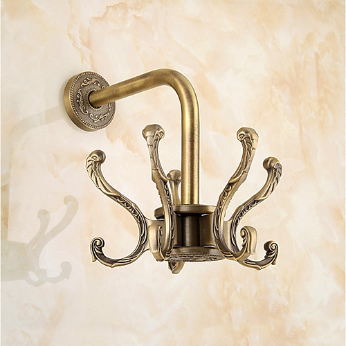 

Robe Hook Multifunction Antique Brass 1pc - Hotel bath Wall Mounted