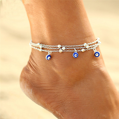 

Anklet feet jewelry Ladies Bohemian Vintage Women's Body Jewelry For Gift Evening Party Layered Double Alloy Evil Eye Silver Gold