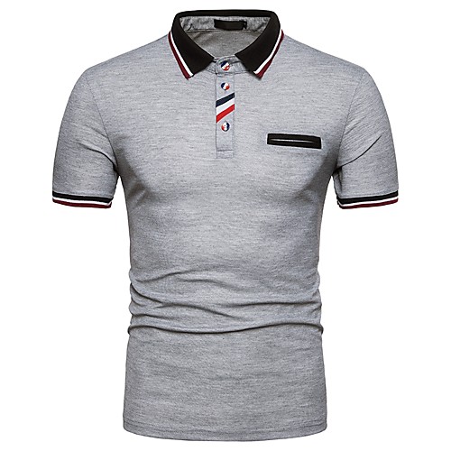 

Men's Golf Shirt Tennis Shirt Solid Colored Short Sleeve Daily Tops Cotton Basic Shirt Collar White Light gray Black / Summer