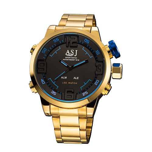 

ASJ Men's Sport Watch Digital Watch Japanese Digital Stainless Steel Gold 50 m Alarm Chronograph Stopwatch Analog - Digital Fashion - Red Blue One Year Battery Life / SSUO SR626SWCR2025