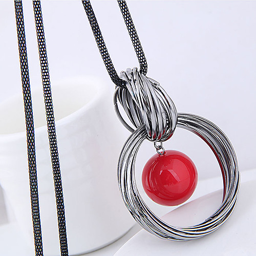 

Women's Pendant Necklace Long Necklace Twisted Wire Wrap Fashion European Imitation Pearl Alloy Red White 70 cm Necklace Jewelry For Causal