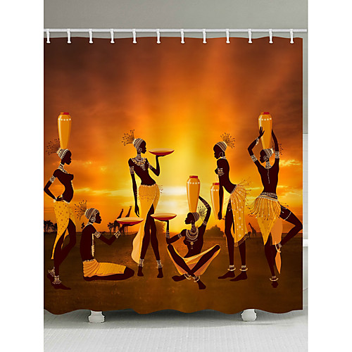

Shower Curtain With Hooks Suitable For Separate Wet And Dry Zone Divide Bathroom Shower Curtain Waterproof Oil-proof Brown Classic Polyester Waterproof