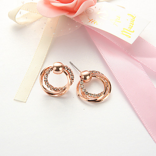 

Stud Earrings Twist Circle Ladies Simple Fashion European Earrings Jewelry Rose Gold For Daily