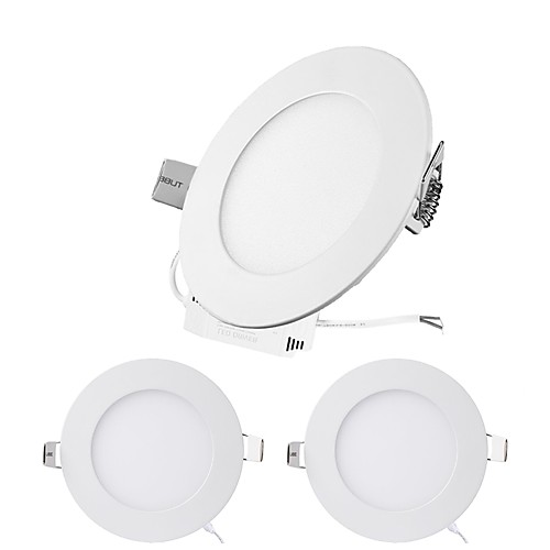 

3PCS 6W Round Flat LED Panel Light LampUltra-thin LED Recessed Ceiling Light Natural White / Cold White / Warm White AC85-265V