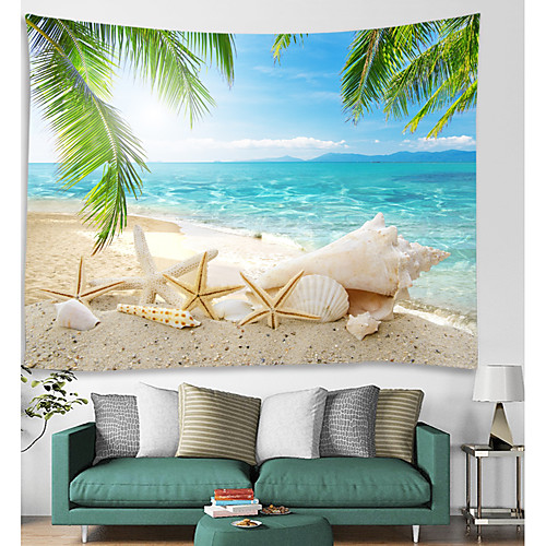 

Wall Tapestry Art Decor Blanket Curtain Picnic Tablecloth Hanging Home Bedroom Living Room Dorm Decoration Landscape Beach Sea Ocean Shell Sandbeach Home Living Room Dorm Decoration