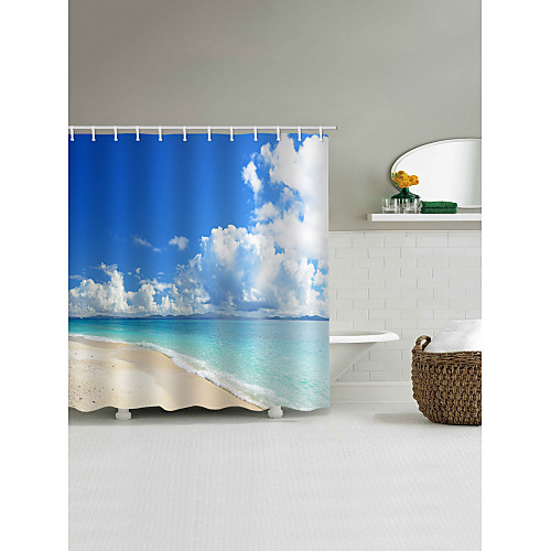 

Shower Curtain With Hooks Suitable For Separate Wet And Dry Zone Divide Bathroom Shower Curtain Waterproof Oil-proof Contemporary Polyester Waterproof 72in